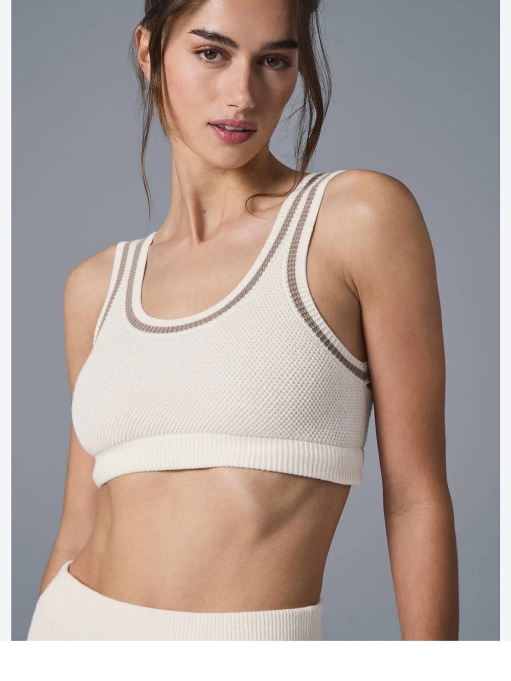 alo tennis club knit sweater bra